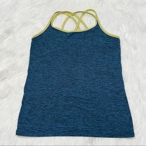 Aerie Strappy Tank Blue Yellow Green Large Activewear Athleisure Workout Top
